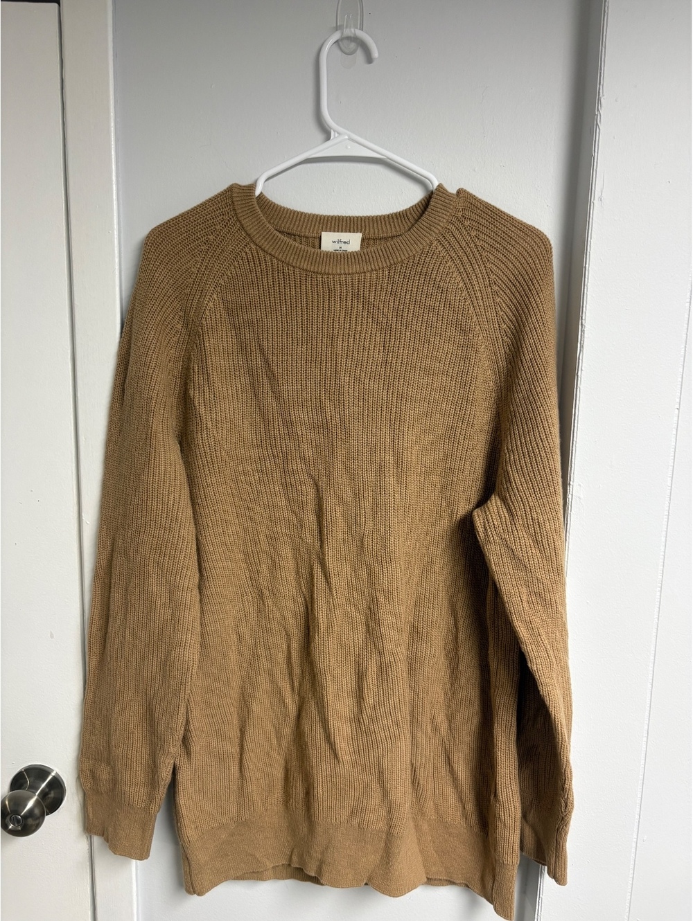 Wilfred Medium Camel Ribbed Knit Pullover Sweater